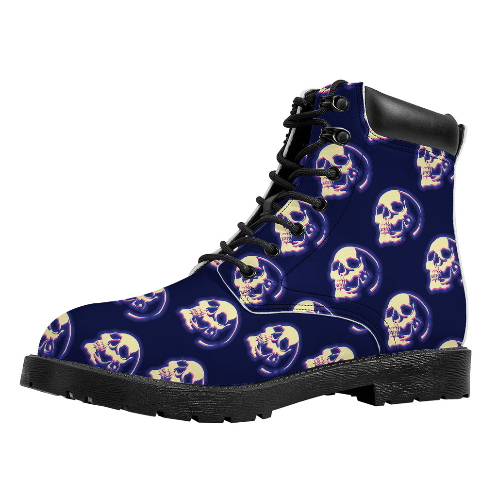 Trippy Skull Pattern Print Work Boots
