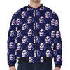 Trippy Skull Pattern Print Zip Sleeve Bomber Jacket