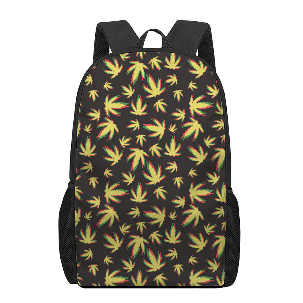 Trippy Weed Leaf Pattern Print 17 Inch Backpack