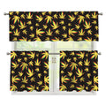 Trippy Weed Leaf Pattern Print 3 Piece Kitchen Curtains
