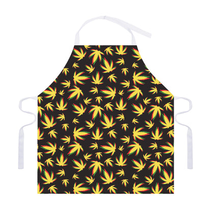 Trippy Weed Leaf Pattern Print Adjustable Apron