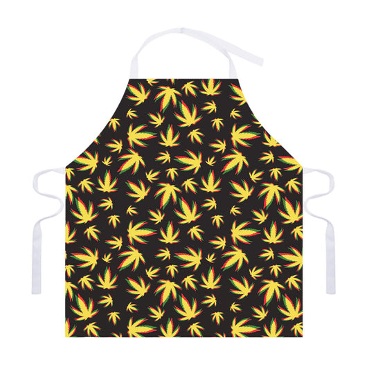 Trippy Weed Leaf Pattern Print Adjustable Apron