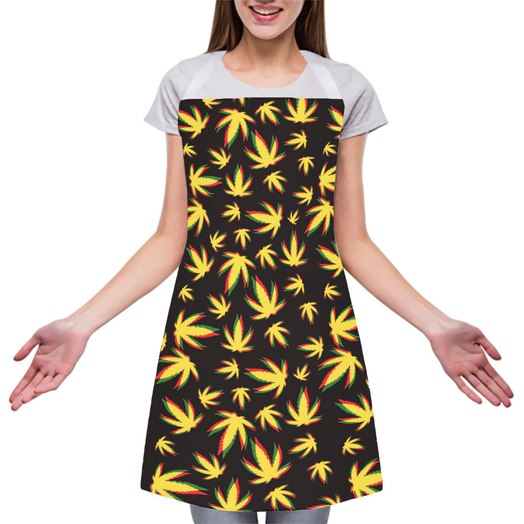 Trippy Weed Leaf Pattern Print Adjustable Apron