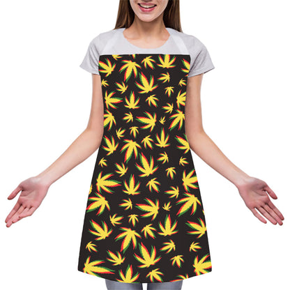 Trippy Weed Leaf Pattern Print Adjustable Apron