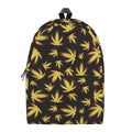 Trippy Weed Leaf Pattern Print School Backpack