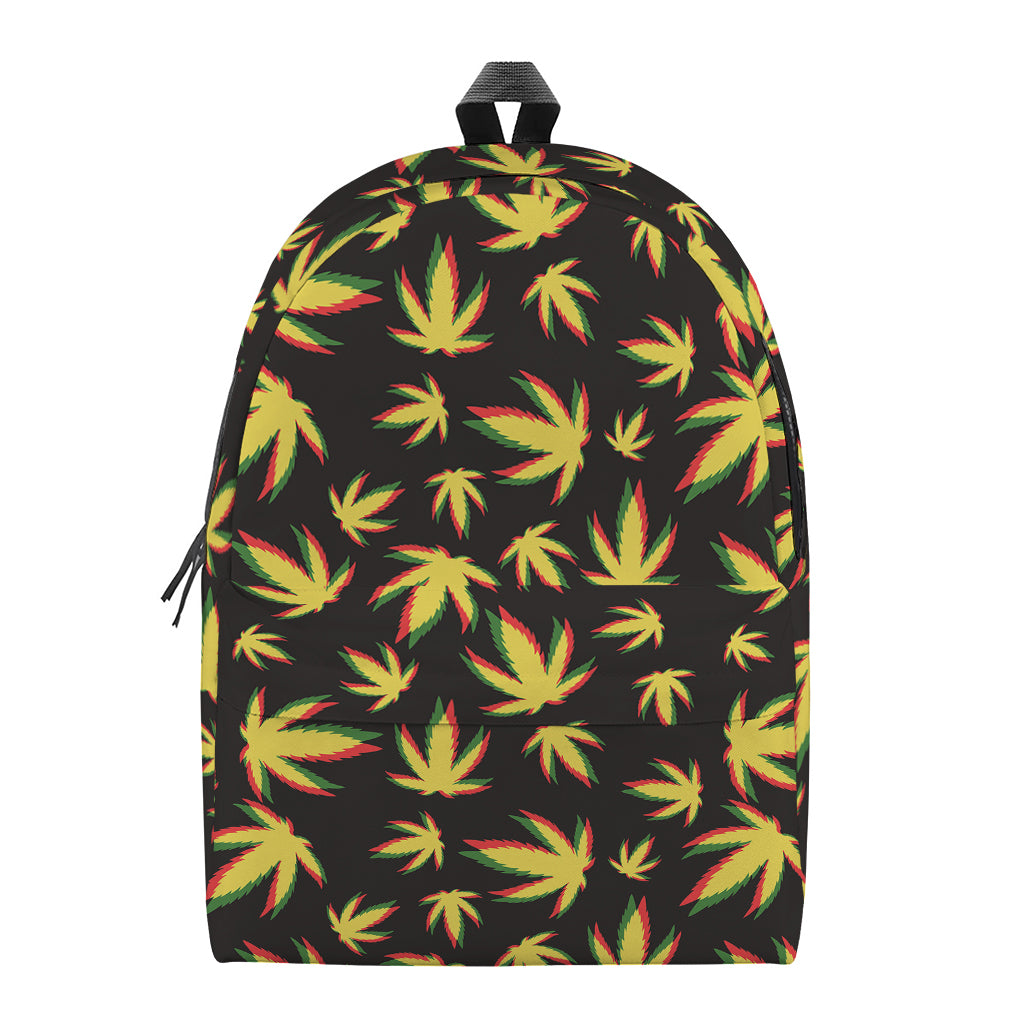 Trippy Weed Leaf Pattern Print Backpack
