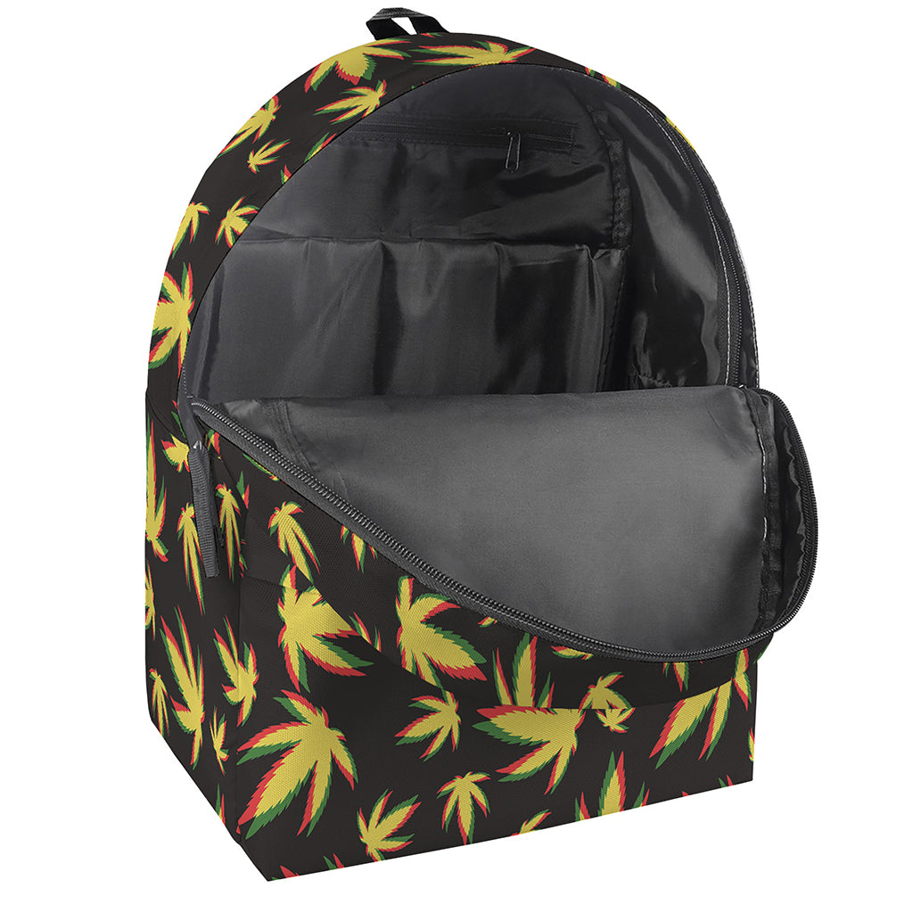 Trippy Weed Leaf Pattern Print Backpack