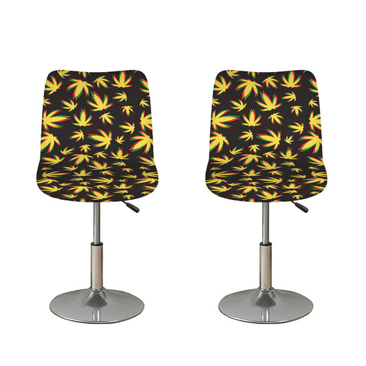 Trippy Weed Leaf Pattern Print Bar Stool Covers
