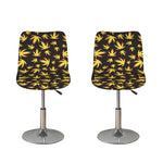 Trippy Weed Leaf Pattern Print Bar Stool Covers