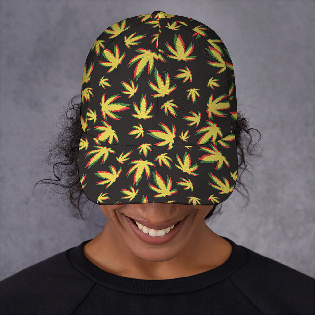 Trippy Weed Leaf Pattern Print Baseball Cap