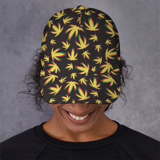 Trippy Weed Leaf Pattern Print Baseball Cap