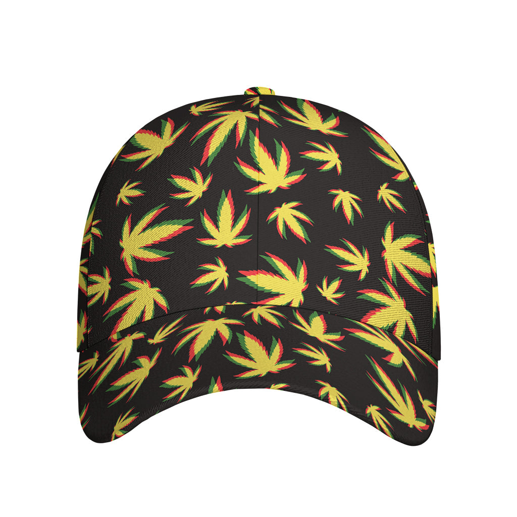 Trippy Weed Leaf Pattern Print Baseball Cap
