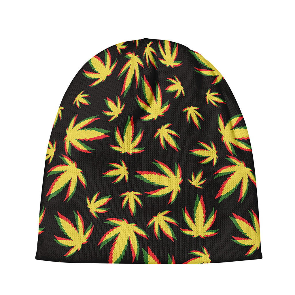 Trippy Weed Leaf Pattern Print Beanie