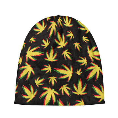 Trippy Weed Leaf Pattern Print Beanie