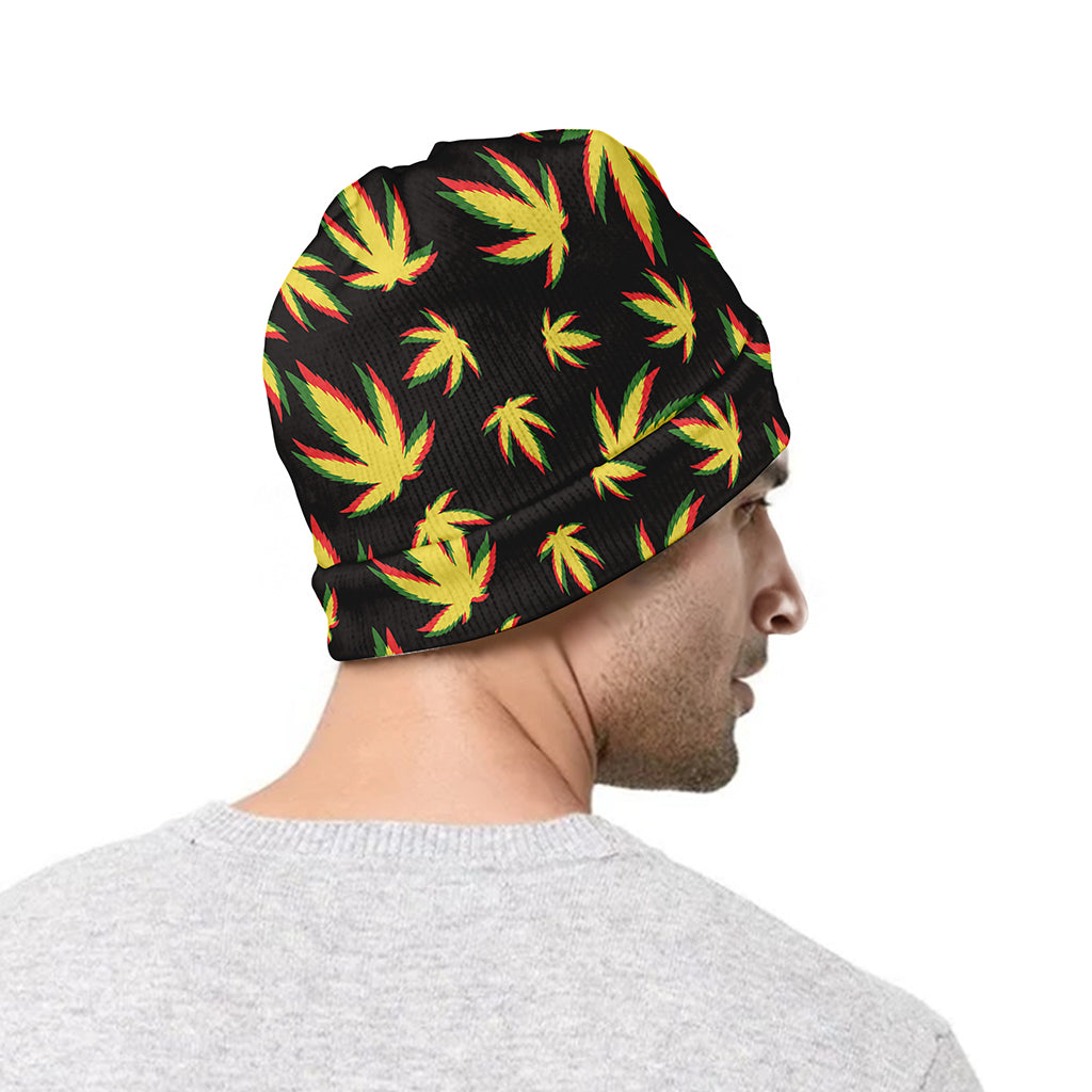 Trippy Weed Leaf Pattern Print Beanie