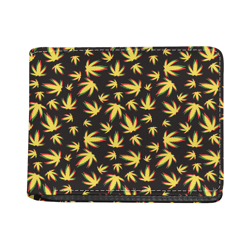 Trippy Weed Leaf Pattern Print Bifold Wallet