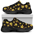 Trippy Weed Leaf Pattern Print Black Chunky Shoes
