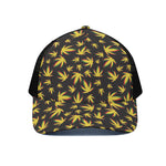 Trippy Weed Leaf Pattern Print Black Mesh Trucker Cap