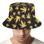 Trippy Weed Leaf Pattern Print Bucket Hat