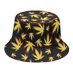 Trippy Weed Leaf Pattern Print Bucket Hat