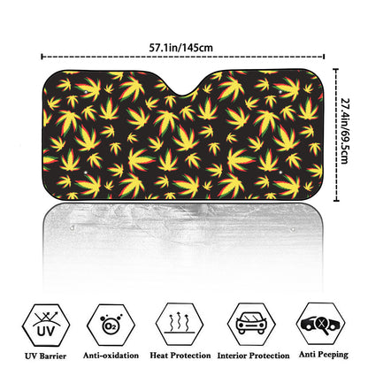 Trippy Weed Leaf Pattern Print Car Windshield Sun Shade