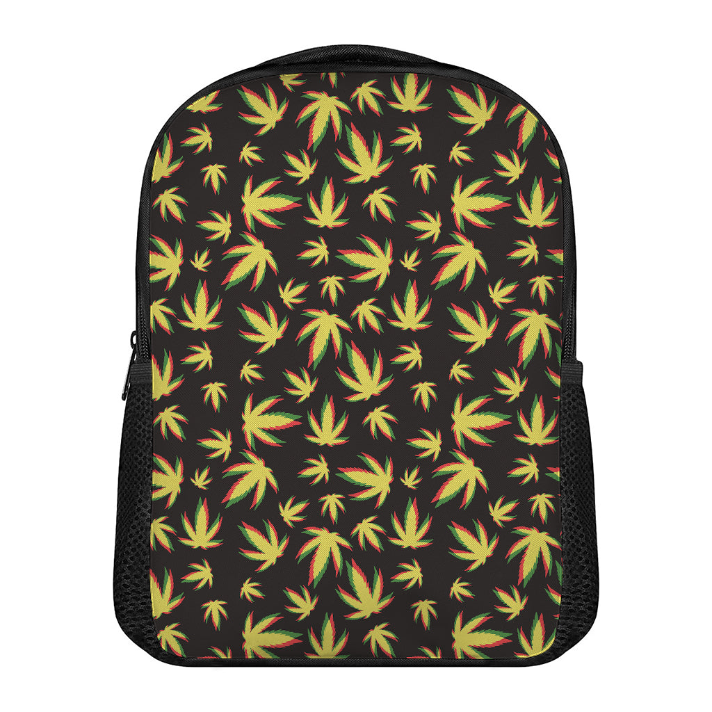 Trippy Weed Leaf Pattern Print Casual Backpack