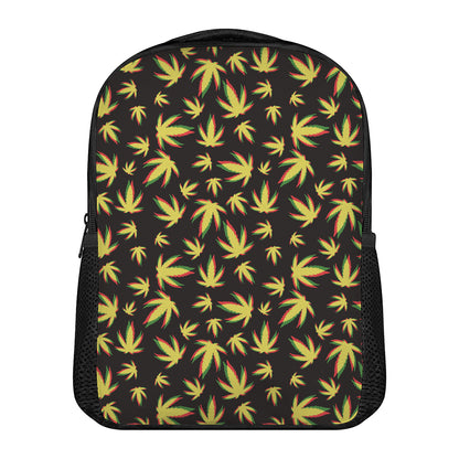 Trippy Weed Leaf Pattern Print Casual Backpack