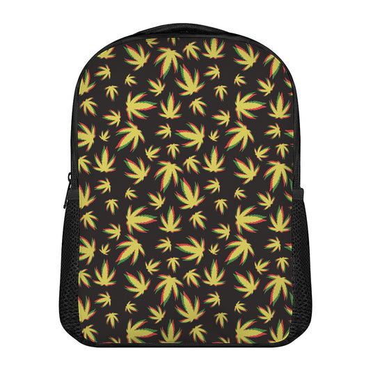 Trippy Weed Leaf Pattern Print Casual Backpack