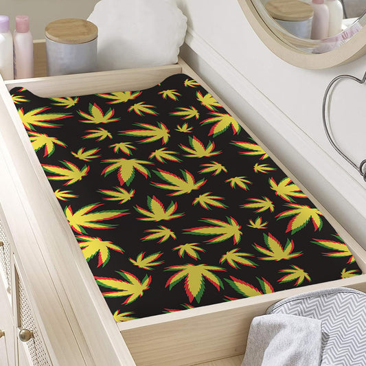 Trippy Weed Leaf Pattern Print Changing Pad Cover