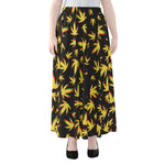 Trippy Weed Leaf Pattern Print Chiffon Maxi Skirt