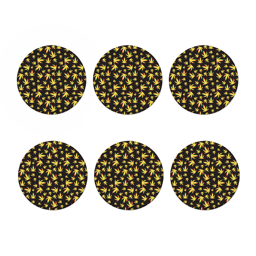 Trippy Weed Leaf Pattern Print Coaster Set