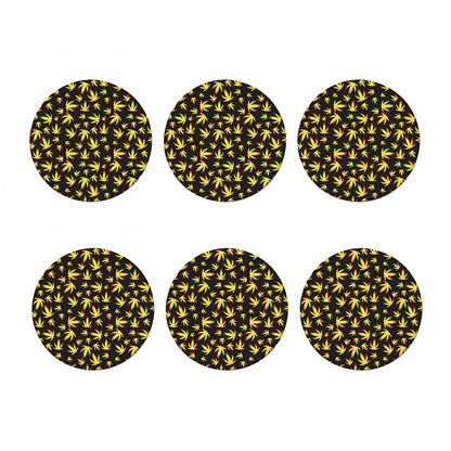 Trippy Weed Leaf Pattern Print Coaster Set