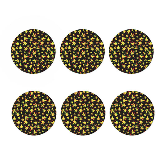 Trippy Weed Leaf Pattern Print Coaster Set