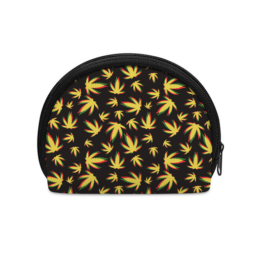 Trippy Weed Leaf Pattern Print Coin Purse