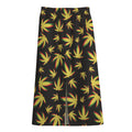 Trippy Weed Leaf Pattern Print Cotton Front Slit Maxi Skirt