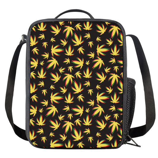 Trippy Weed Leaf Pattern Print Crossbody Lunch Bag