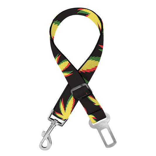 Trippy Weed Leaf Pattern Print Dog Seat Belt