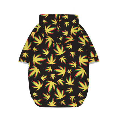 Trippy Weed Leaf Pattern Print Dog Zip Up Hoodie