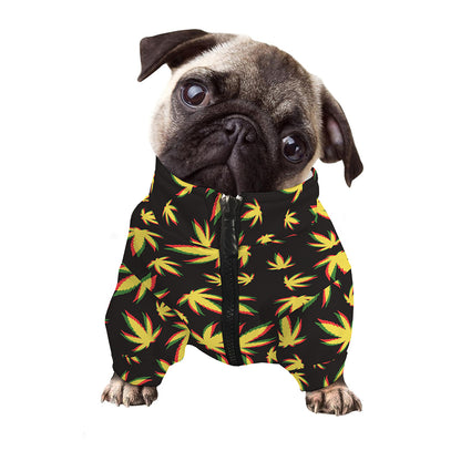 Trippy Weed Leaf Pattern Print Dog Zip Up Jacket
