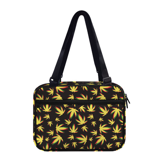 Trippy Weed Leaf Pattern Print Double Strap Bible Bag