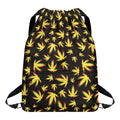 Trippy Weed Leaf Pattern Print Drawstring Backpack