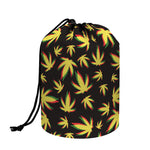 Trippy Weed Leaf Pattern Print Drawstring Makeup Bag
