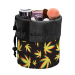 Trippy Weed Leaf Pattern Print Drawstring Makeup Bag