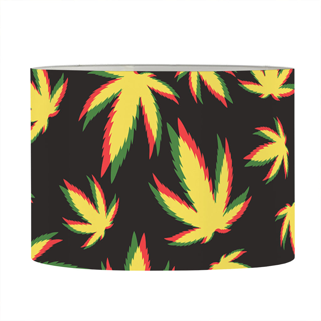 Trippy Weed Leaf Pattern Print Drum Lamp Shade