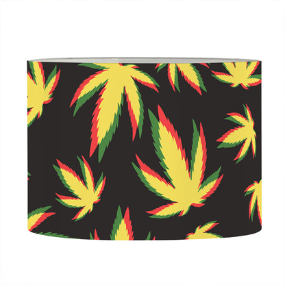 Trippy Weed Leaf Pattern Print Drum Lamp Shade