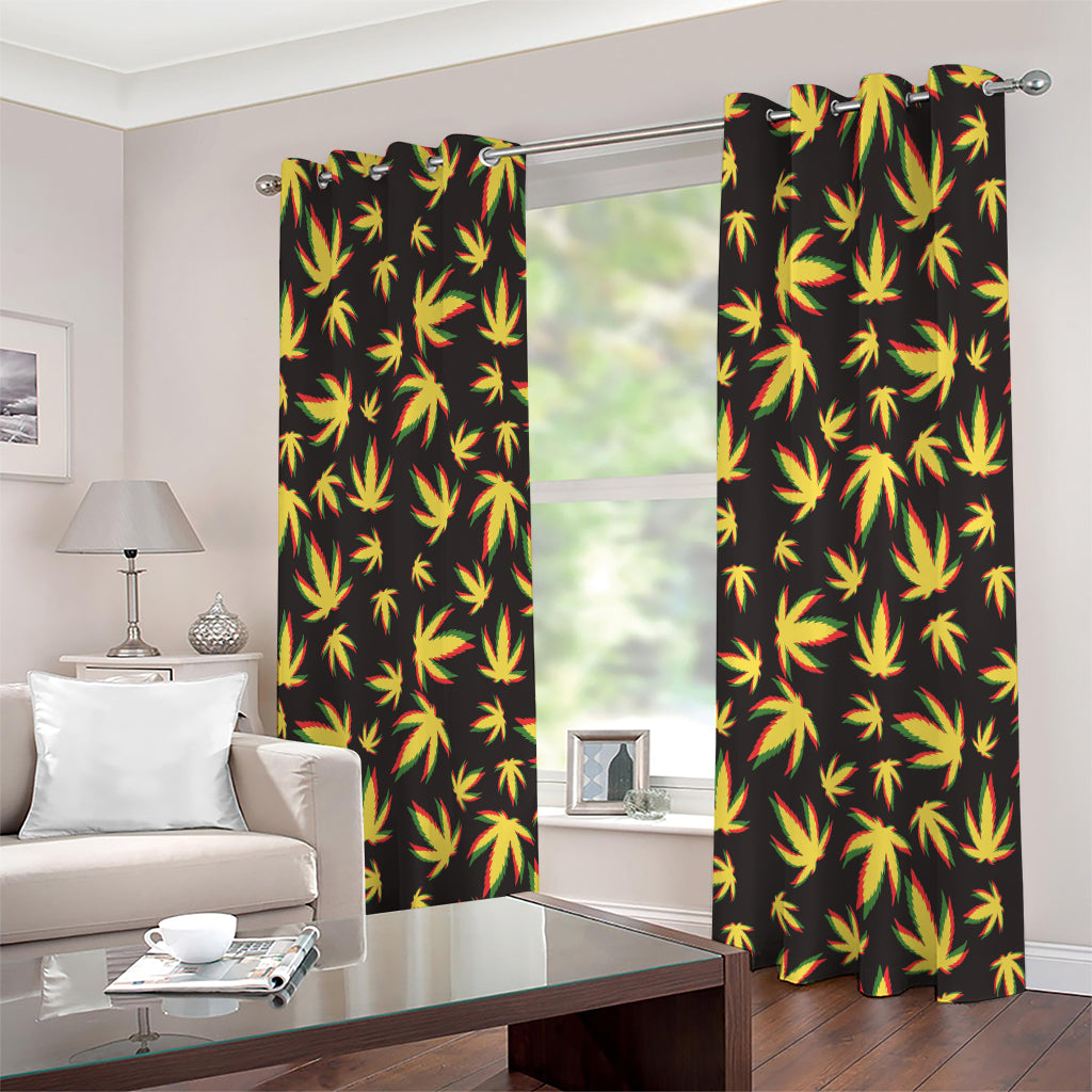 Trippy Weed Leaf Pattern Print Extra Wide Grommet Curtains