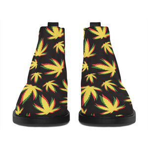 Trippy Weed Leaf Pattern Print Flat Ankle Boots