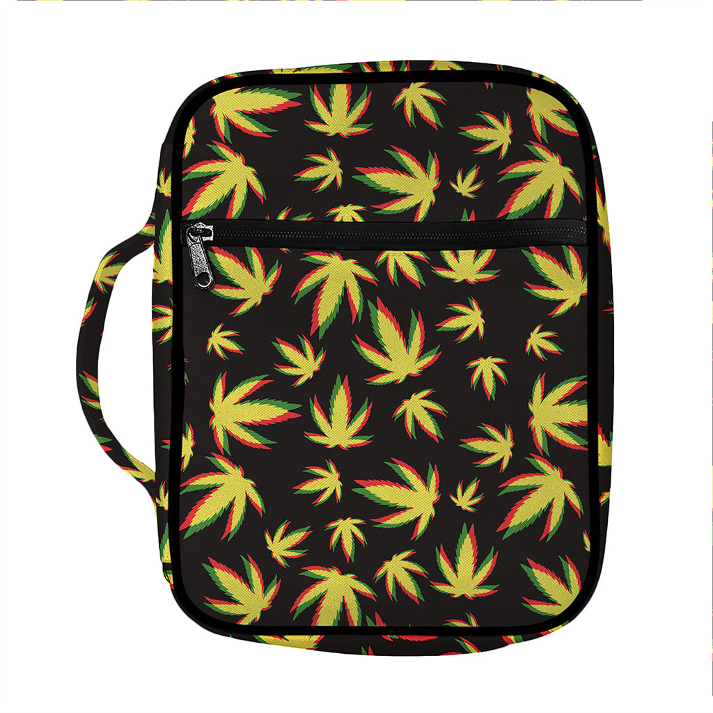 Trippy Weed Leaf Pattern Print Front Pocket Bible Bag