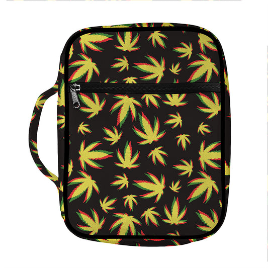 Trippy Weed Leaf Pattern Print Front Pocket Bible Bag