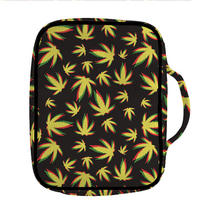 Trippy Weed Leaf Pattern Print Front Pocket Bible Bag